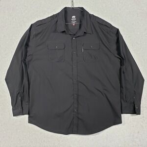 Ecko Unltd Mens Black Long Sleeve Button Up Shirt Double Pocket Size 3XL